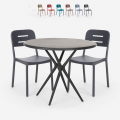 Set tavolo rotondo nero 80cm 2 sedie design moderno Ipsum Dark Promozione