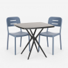 Set 2 sedie design moderno tavolo quadrato 70x70cm nero Larum Dark Offerta