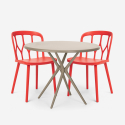 Set 2 sedie polipropilene design tavolo 80cm rotondo beige Kento Sconti