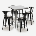 set bar cucina tavolino alto metallo 60x60cm 4 sgabelli bucket 