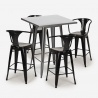 set bar cucina tavolino alto metallo 60x60cm 4 sgabelli bucket 