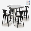 set bar cucina tavolino alto metallo 60x60cm 4 sgabelli bucket Sconti