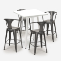 set bar cucina tavolino 60x60cm bianco metallo 4 sgabelli bucket white Sconti