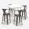 set bar cucina tavolino 60x60cm bianco metallo 4 sgabelli bucket white Sconti