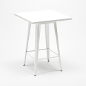 set bar cucina tavolino 60x60cm bianco metallo 4 sgabelli bucket white 