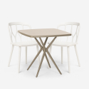 Set 2 sedie design polipropilene tavolo quadrato 70x70cm beige Saiku Sconti