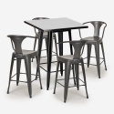 set tavolino alto nero 60x60cm 4 sgabelli metallo bar cucina bucket black Misure