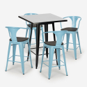 set tavolino alto nero 60x60cm 4 sgabelli legno metallo bucket wood black Caratteristiche