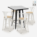set tavolino nero 60x60cm industriale 4 sgabelli bucket black top light Saldi