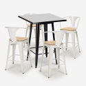 set tavolino nero 60x60cm industriale 4 sgabelli bucket black top light Modello