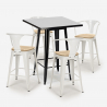 set tavolino nero 60x60cm industriale 4 sgabelli bucket black top light Modello