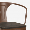 set tavolino alto nero 60x60cm 4 sgabelli Lix legno metallo bucket wood black 
