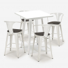 set 4 sgabelli tavolino metallo alto bianco 60x60cm bucket wood white Caratteristiche