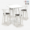 set 4 sgabelli tavolino metallo alto bianco 60x60cm bucket wood white Vendita
