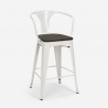 set 4 sgabelli tavolino metallo alto bianco 60x60cm bucket wood white 