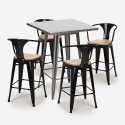 set bar cucina industriale tavolino 60x60cm 4 sgabelli bucket top light Modello