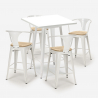 set tavolino metallo bianco 60x60cm 4 sgabelli bucket white top light Scelta
