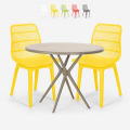 Set 2 sedie design moderno tavolo rotondo beige 80cm esterno Bardus Promozione
