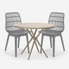 Set 2 sedie design moderno tavolo rotondo beige 80cm esterno Bardus Prezzo