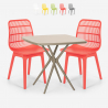 Set 2 sedie polipropilene tavolo quadrato beige 70x70cm design Cevis Promozione