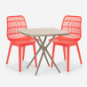 Set 2 sedie polipropilene tavolo quadrato beige 70x70cm design Cevis Offerta