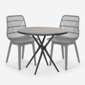 Set tavolo rotondo 80cm nero 2 sedie polipropilene Bardus Dark Offerta