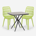 Set tavolo quadrato 70x70cm nero 2 sedie design moderno Cevis Dark Offerta