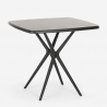 Set tavolo quadrato 70x70cm nero 2 sedie design moderno Cevis Dark 