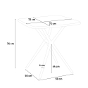 Set tavolo quadrato 70x70cm nero 2 sedie design moderno Cevis Dark 