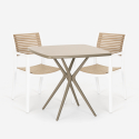 Set 2 sedie tavolo beige quadrato 70x70cm polipropilene esterno Clue Saldi