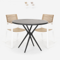 Set 2 sedie design moderno tavolo nero rotondo 80cm Fisher Dark Promozione