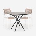 Set tavolo quadrato nero 70x70cm 2 sedie design moderno Clue Dark