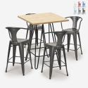 set bar cucina 4 sgabelli industriale tavolino legno 60x60cm mason Sconti