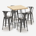 set bar cucina 4 sgabelli industriale tavolino legno 60x60cm mason Prezzo