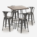 set cucina bar tavolino legno industriale 60x60cm 4 sgabelli mason noix Scelta
