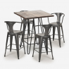 set cucina bar tavolino legno industriale 60x60cm 4 sgabelli mason noix Scelta