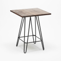 set tavolino industriale legno metallo 60x60cm 4 sgabelli Lix mason noix wood 