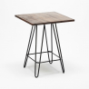 set tavolino industriale legno metallo 60x60cm 4 sgabelli mason noix wood 