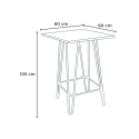 set bar cucina 4 sgabelli tavolino alto 60x60cm mason noix top light 