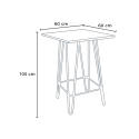 set tavolino legno metallo 60x60cm 4 sgabelli mason noix steel top 