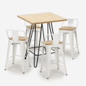 set bar industriale 4 sgabelli tavolino 60x60cm mason steel top light Modello