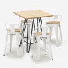 set bar industriale 4 sgabelli tavolino 60x60cm mason steel top light Modello
