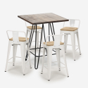 set 4 sgabelli tavolino industriale 60x60cm mason noix steel top light Catalogo
