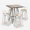 set 4 sgabelli tavolino industriale 60x60cm mason noix steel top light Catalogo