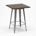 set tavolino alto legno 60x60cm 4 sgabelli industriale metallo bruck 