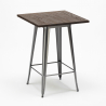 set tavolino alto legno 60x60cm 4 sgabelli Lix industriale metallo bruck 