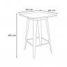 set tavolino alto legno 60x60cm 4 sgabelli industriale metallo bruck 