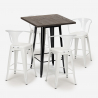 set 4 sgabelli metallo tavolino alto legno 60x60cm bruck black Caratteristiche