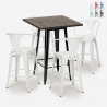set 4 sgabelli metallo tavolino alto legno 60x60cm bruck black Offerta