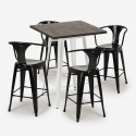 set bar 4 sgabelli tavolino alto legno metallo 60x60cm bruck white Prezzo